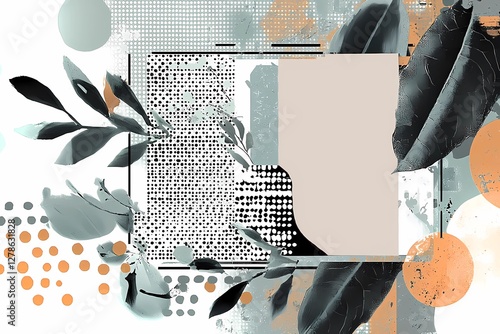 Obraz na płótnie Template with different layers of texture and dots, lithograph effect w salonie