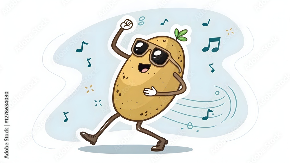 Fototapeta premium Dancing potato with tiny sunglasses hilarious sti