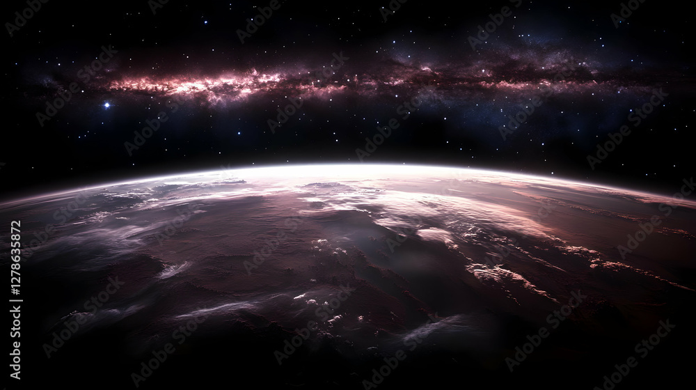 Fototapeta premium Cosmic Planet Illustration: Galaxy Background