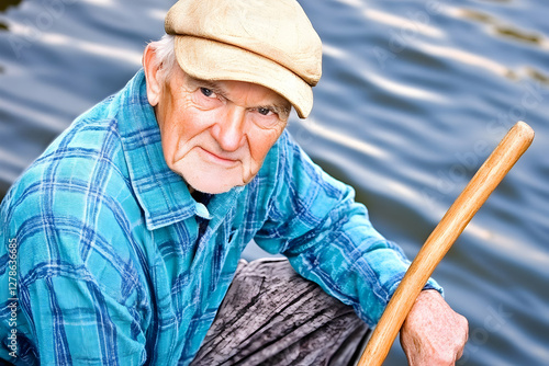 Senior Man Rowing Photo