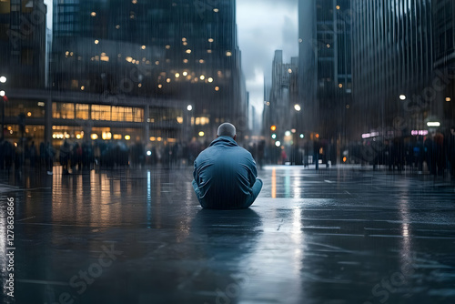 Rainy City Night Illustration