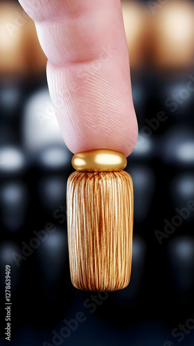 3D Render Wood and Gold Abs...