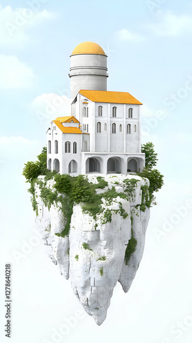 Floating Island House 3D Il...