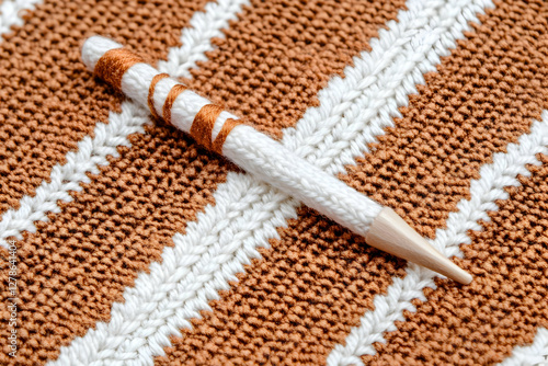 Knitting Needle on Brown an...