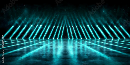 Neon Teal Rays 3D Abstract ...