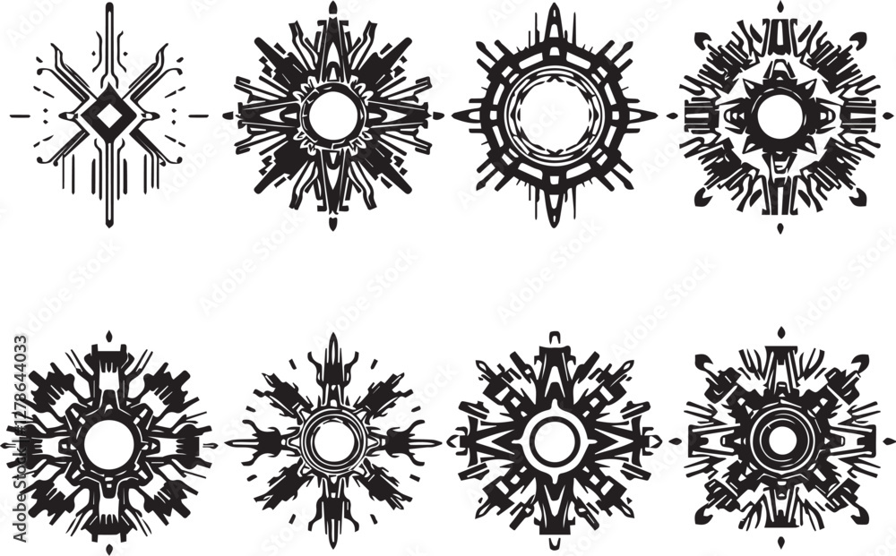Set of elements for flat design, patterns, ornaments, mandalas. Hand drawn vector illustration Set of elements for flat design, patterns, ornaments, mandalas. Hand drawn vector illustration