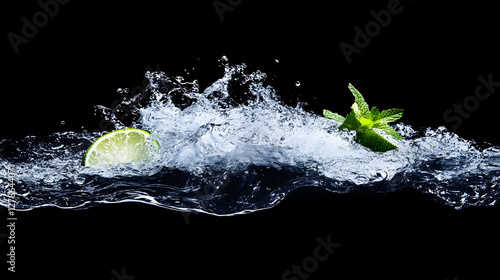 Lime Mint Splash Water Photo