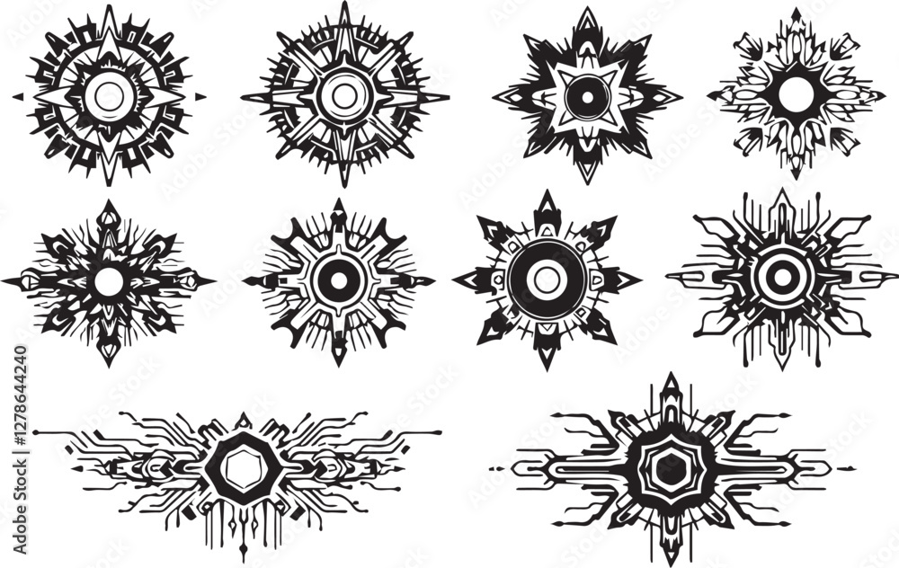 Set of elements for flat design, patterns, ornaments, mandalas. Hand drawn vector illustration Set of elements for flat design, patterns, ornaments, mandalas. Hand drawn vector illustration
