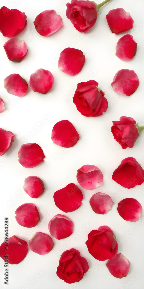 Romantic Rose Petal Composition: A captivating display of scattered rose petals and blooms, evoking feelings of love, passion, and delicate beauty. Romantic Rose Petal Composition: A captivating display of scattered rose petals and blooms, evoking feelings of love, passion, and delicate beauty.