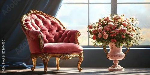 Elegant Red Velvet Chair an...