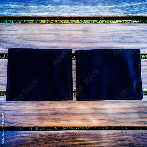 Dark Fabric Squares on Wood...