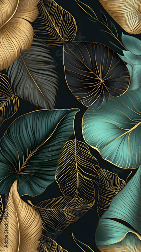 Elegant Gold & Green Tropic...