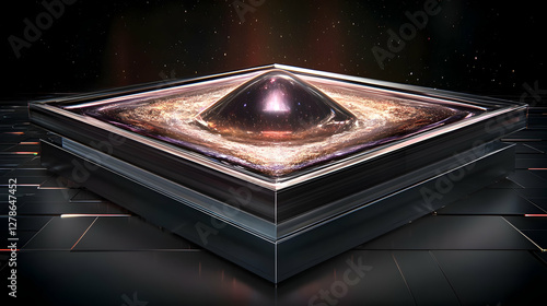 Cosmic Nebula in Glass Cube...