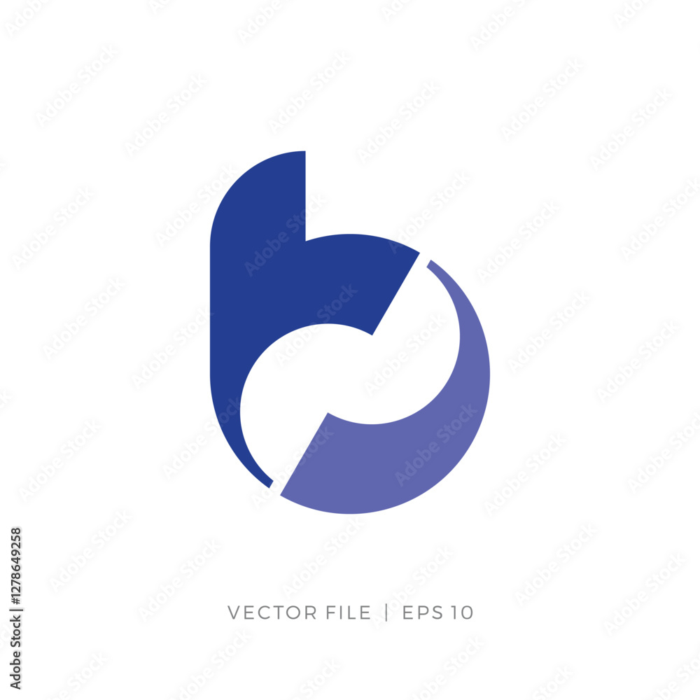 Initial letter B lowercase yin yang shape logo Initial letter B lowercase yin yang shape logo