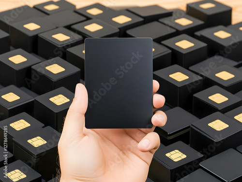 3D Illustration Black Card ...
