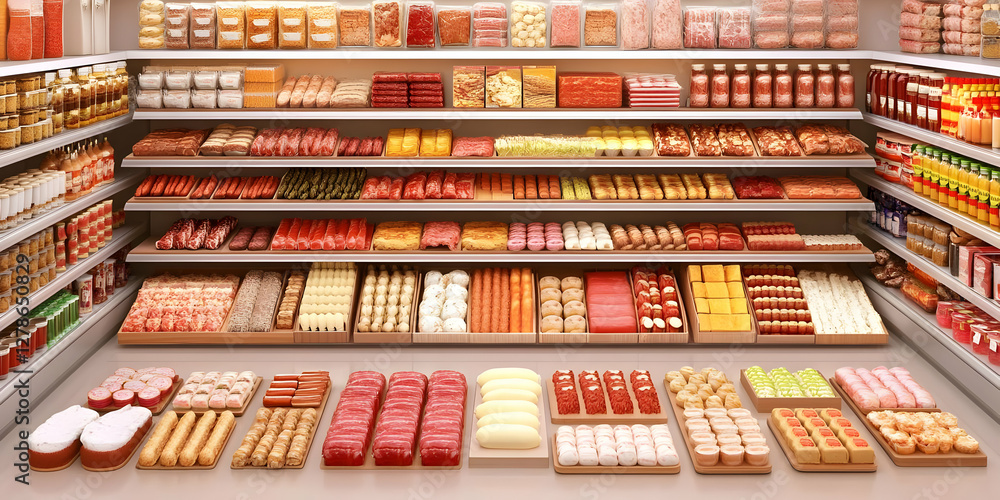 Fototapeta premium Grocery Store Food Illustration