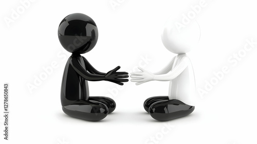 3D Illustration Black and W...