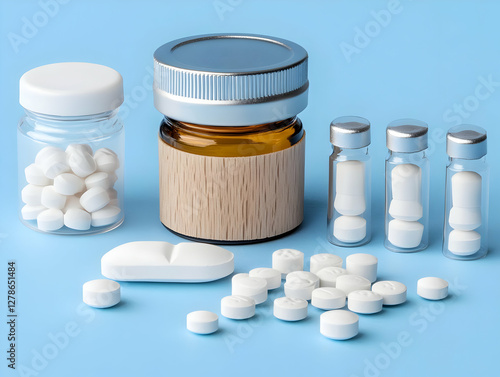 3D Render of White Pills in...