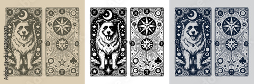zodiac dog vector playing card tattoo design