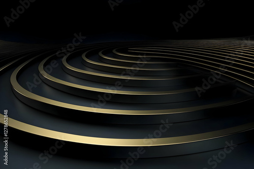 Abstract 3D Gold & Black Cu...