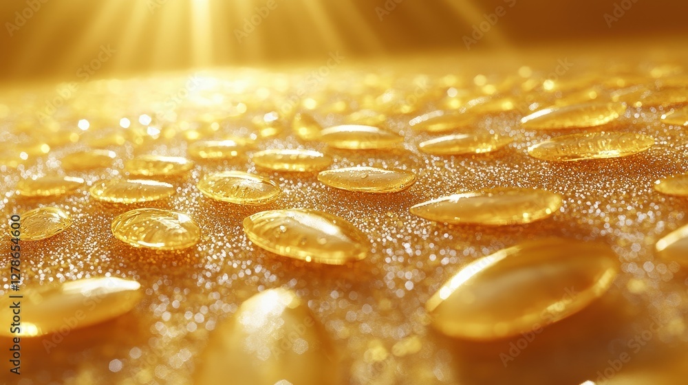 A glittering assortment of gold coins piled neatly on a table surrounded by a soft glow A glittering assortment of gold coins piled neatly on a table surrounded by a soft glow