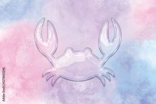 Glass Effect Crab Vector - Transparent, shiny, and 3D Illustration