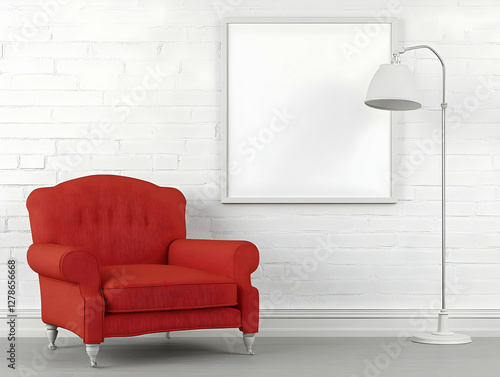 Red Armchair Mockup 3D Illu...