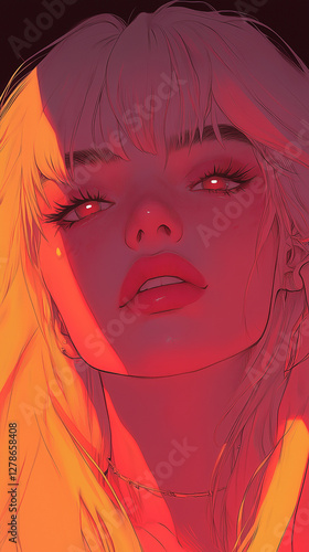 portrait of a cool girl animation style illustration