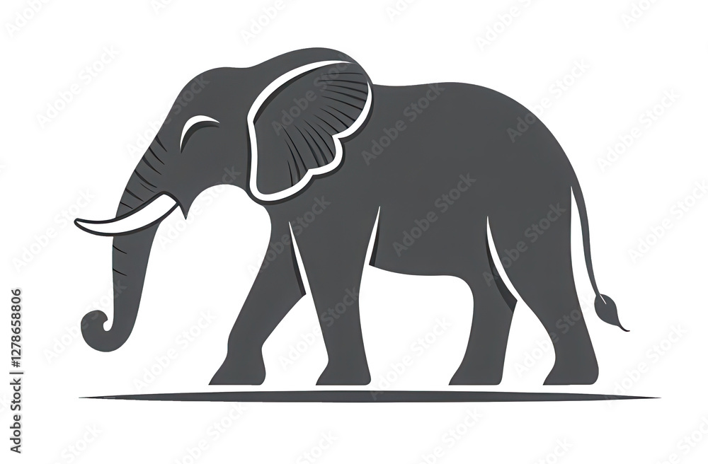 Obraz premium Simple Elephant icon logo design in grey color.