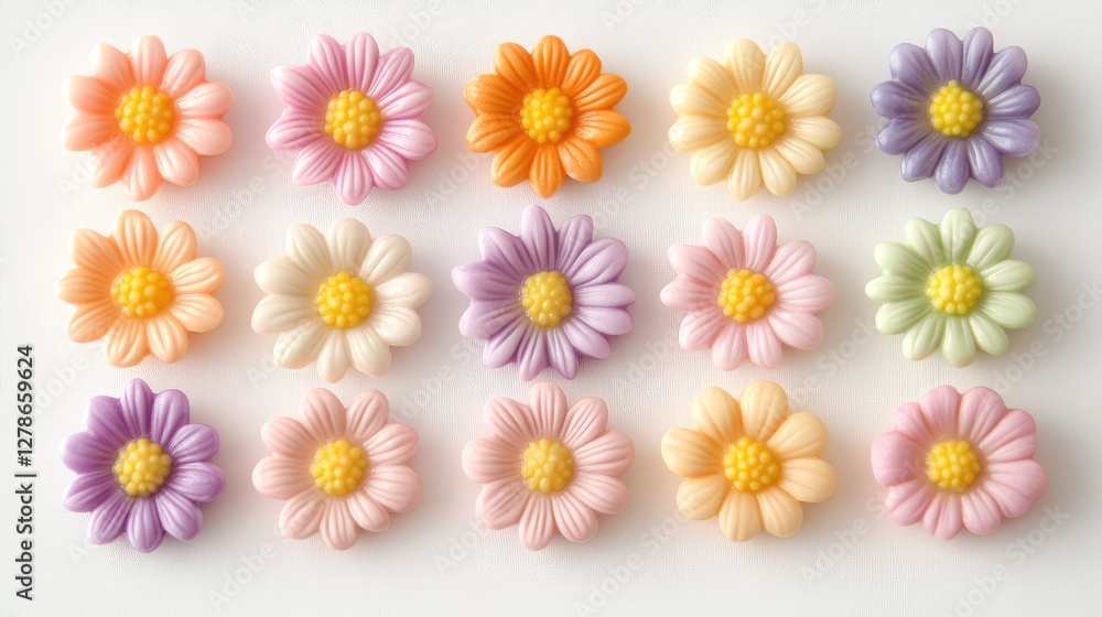 A tiny bouquet of pastel daisies on a light cream background, fresh and cute floral aesthetic with copy space. A tiny bouquet of pastel daisies on a light cream background, fresh and cute floral aesthetic with copy space.