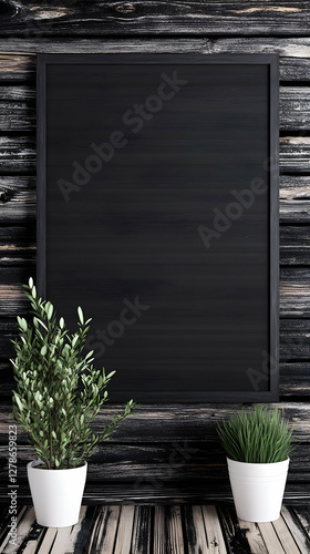 Dark Wood Mockup Frame Illu...