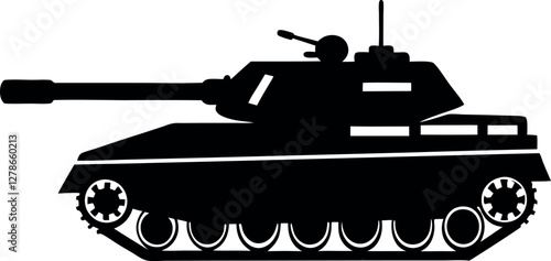 Tank Black Silhouette Vector Art | High-Quality Minimalist Design Illustration with Bold Lines and Simple Shapes for Military, Combat, and Armored Vehicle Concept