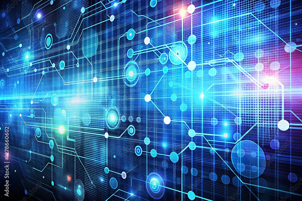 Obraz premium Futuristic digital network data flow; abstract background for tech websites