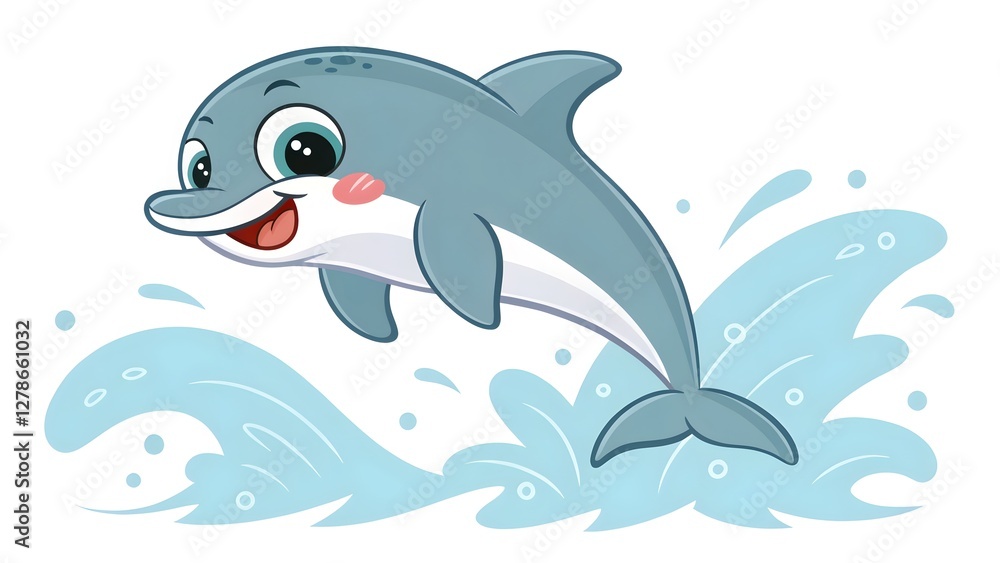 Obraz premium Smiling dolphin jumping out of the water cute