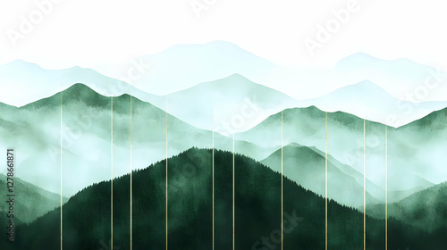 Misty Green Mountain Illust...