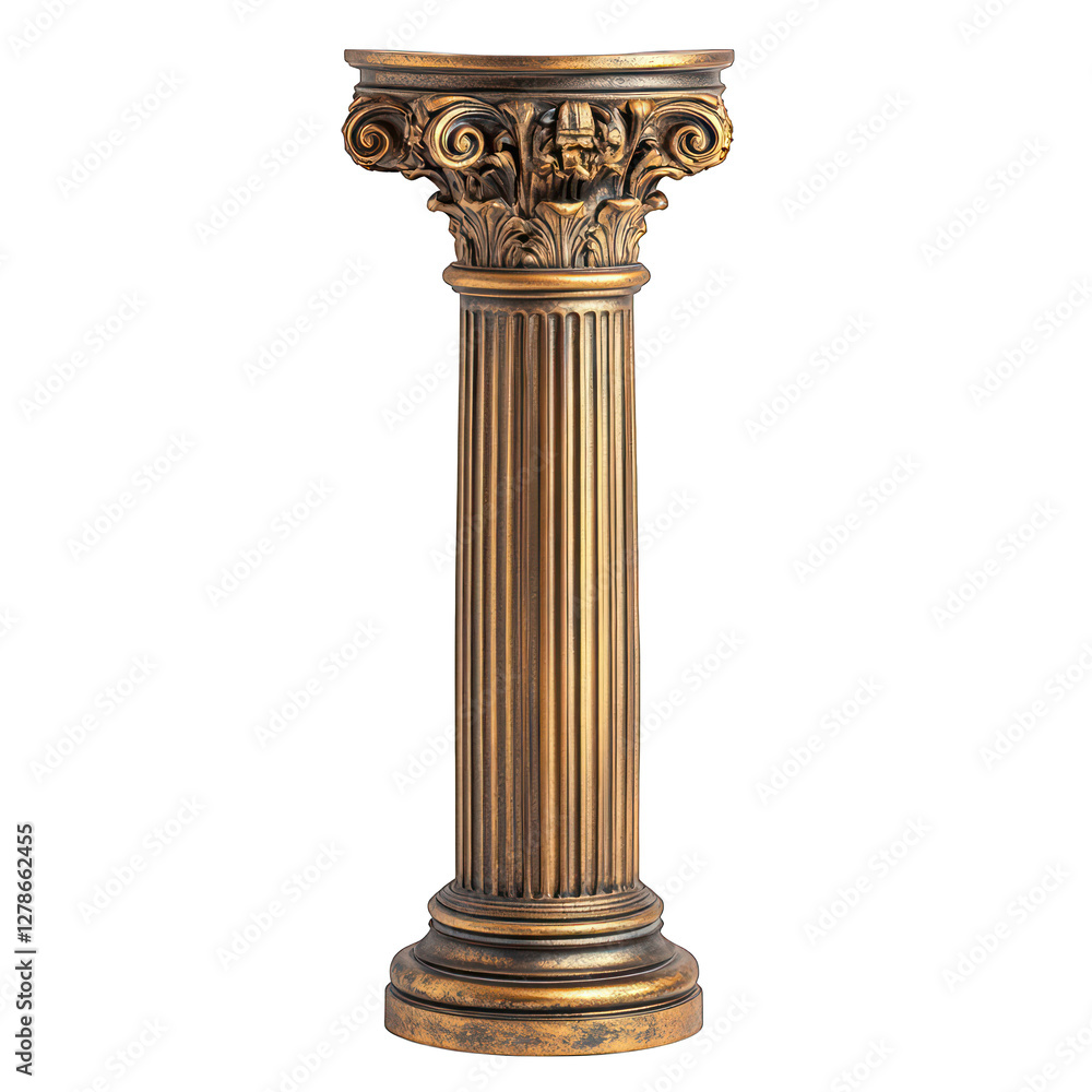 Ornate golden Corinthian column isolated Ornate golden Corinthian column isolated