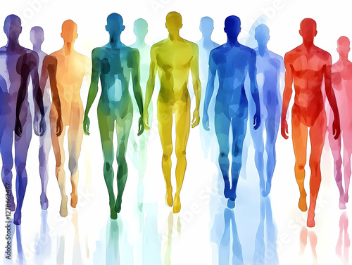 Colorful Human Figures Walk...