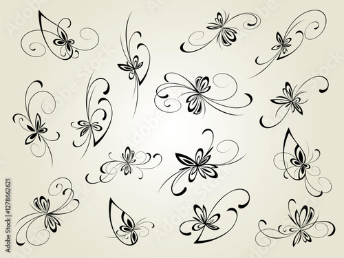 Set of  decorative elements for design isolated, editable. From the largest and best collection of decorative elements .