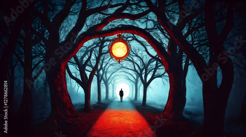 Moonlit Path Digital Illust...