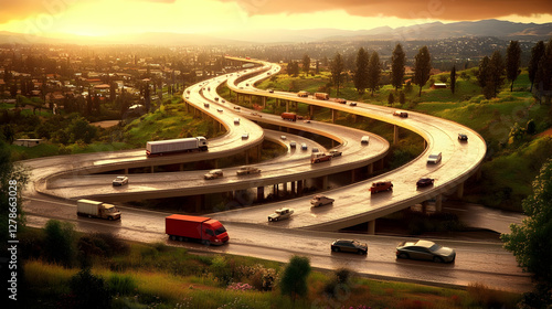 Wet Highway Interchange 3D ...