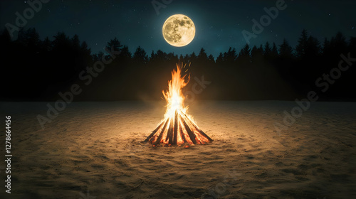 Night Bonfire Landscape Ill...