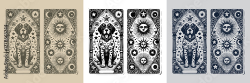 abstract dog vector playing card tattoo design