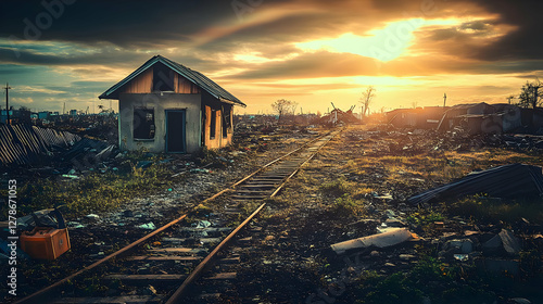 Post-Disaster Sunset Landsc...