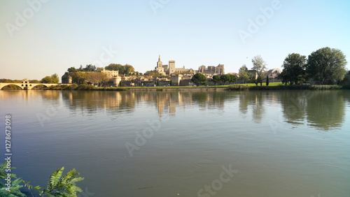 Wallpaper Mural The Medieval part of Avignon in France as seen across the river Rhone Torontodigital.ca