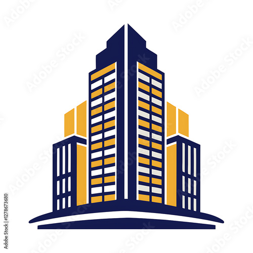 High-rise building  silhouette vector illustration on white background  silhouette vector illustration, logo type