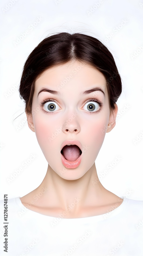 Astonished Woman Illustration, Wide Eyes Astonished Woman Illustration, Wide Eyes