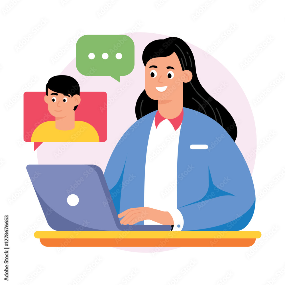 Video Chat With Friend Concepts Style illustrations. EPS 10 File stock illustration Video Chat With Friend Concepts Style illustrations. EPS 10 File stock illustration