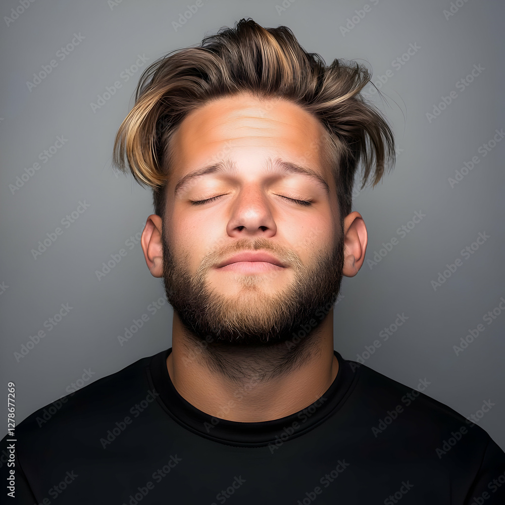 Fototapeta premium Serene Man Portrait Illustration