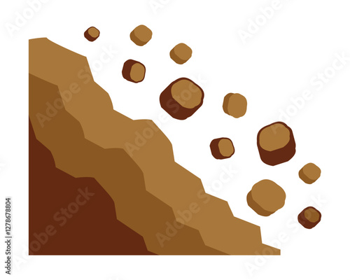 Landslide icon sign. Landslide vector natural disaster warning silhouette symbol website logo design. Landslide, soil layer icon isolated on white background. Vector illustration. 
