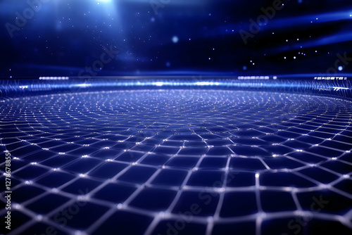Abstract 3D Blue Grid Backg...